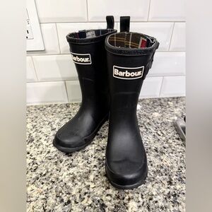 Barbour Black Rain Boots Kid Sz 10